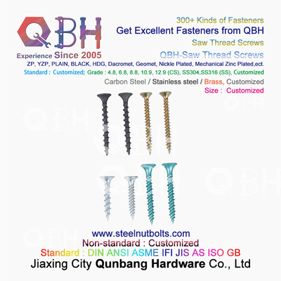 QBH ZP Plain HDG Black Carbon Stainless Steel Self Tapping Self Drilling Saw Thread Screws