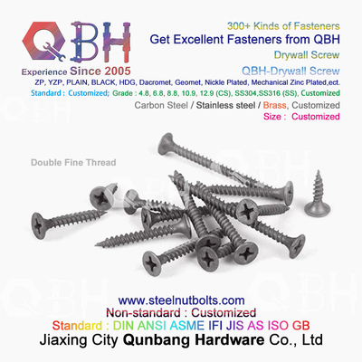 QBH 3.5*25 Black Phosphating Drywall Self-Tapping Bugle Head Double/Single Threaded Carbon Steel Dry Wall Screws