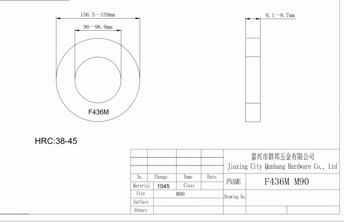Il NERO di HDG dello ZINCO metrico delle rondelle acciaio temperato M90 M64 di ASTM F436M-11 0